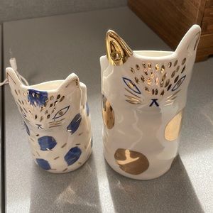 Anthropologie Cat vases/ planters